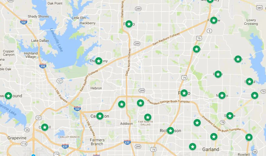 Map of areas served